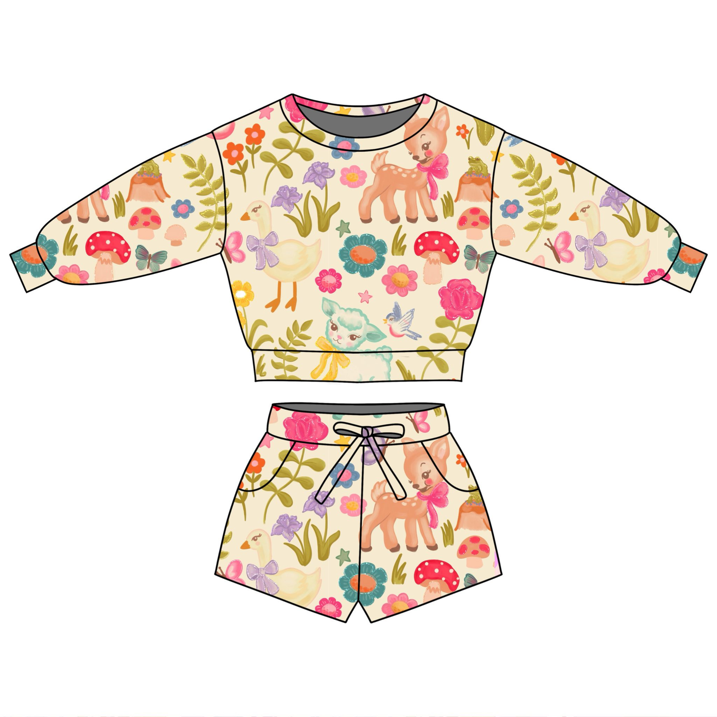 Goose deer top matching shorts girls outfit preorder