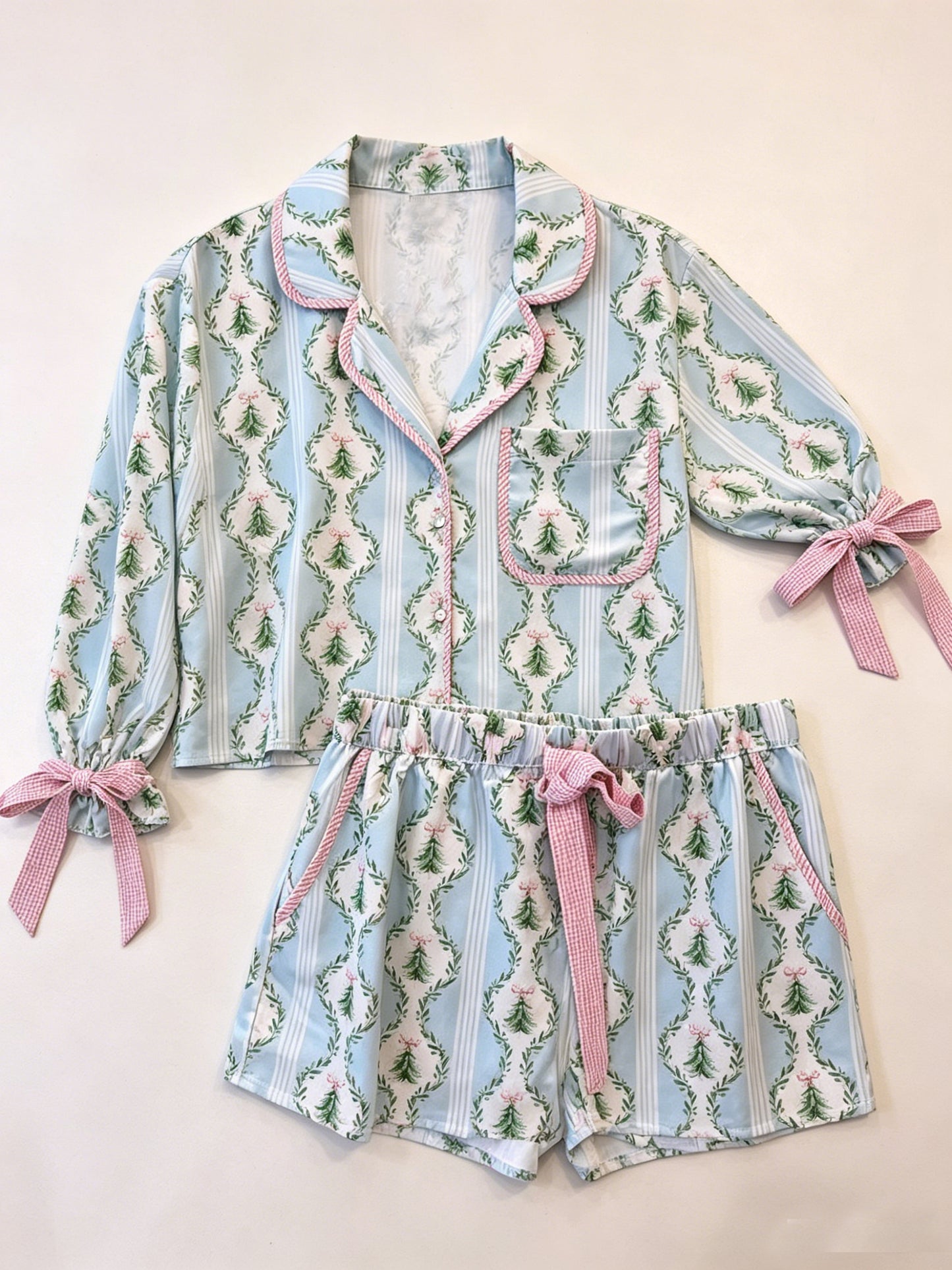 Adult women Christmas tree design short sleeve pajama set preorder