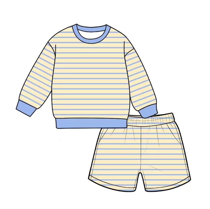 Adult Women yellow stripes yoga top matching shorts summer outfit preorder