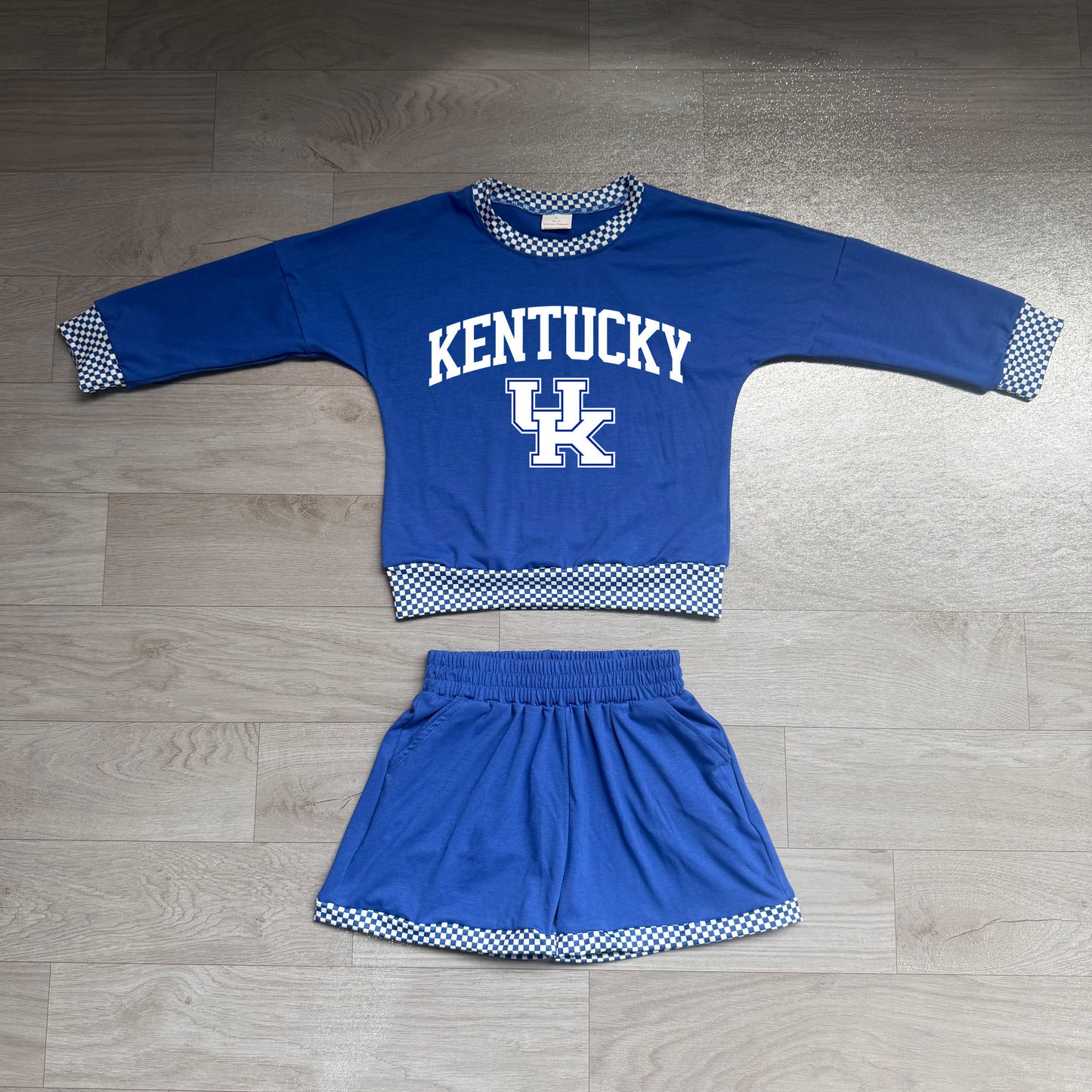 KENTUCKY long sleeve pullover vinyl top matching shorts girls outfit preorder