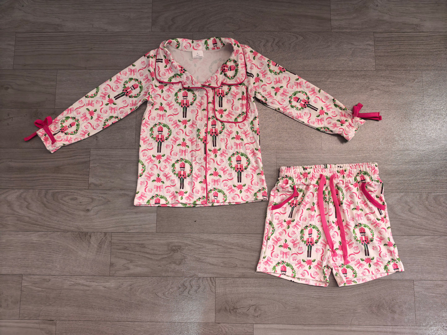 Girls long sleeve Christmas soldier top matching shorts pajama set preorder
