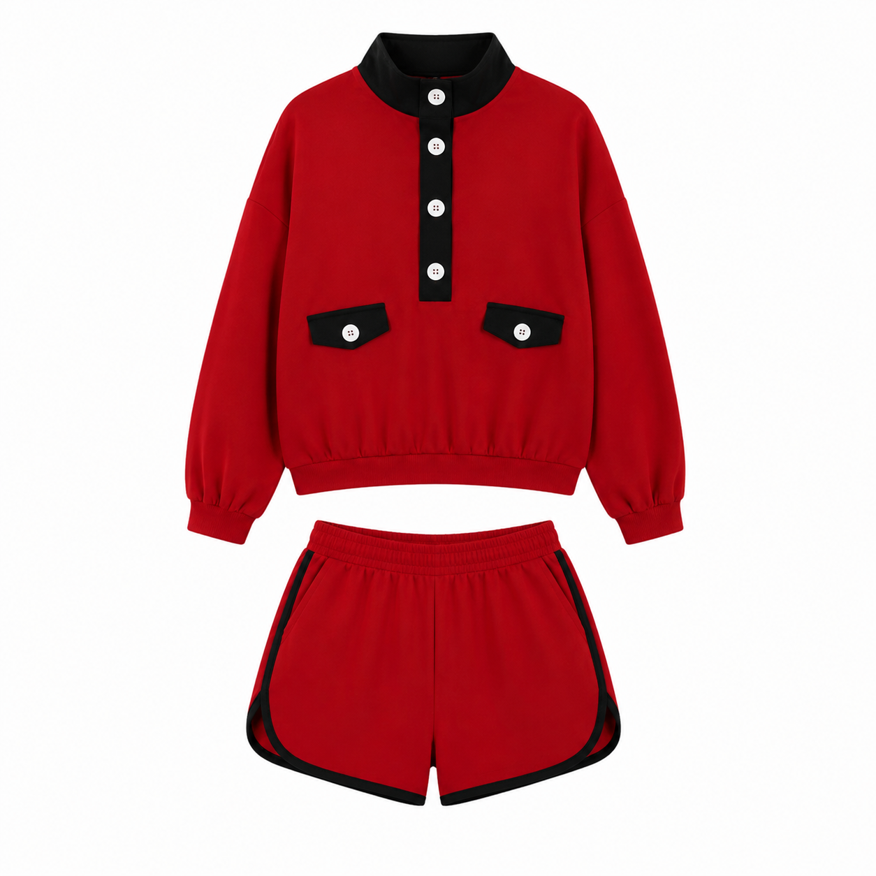 Adult Women red top matching shorts cotton outfit preorder
