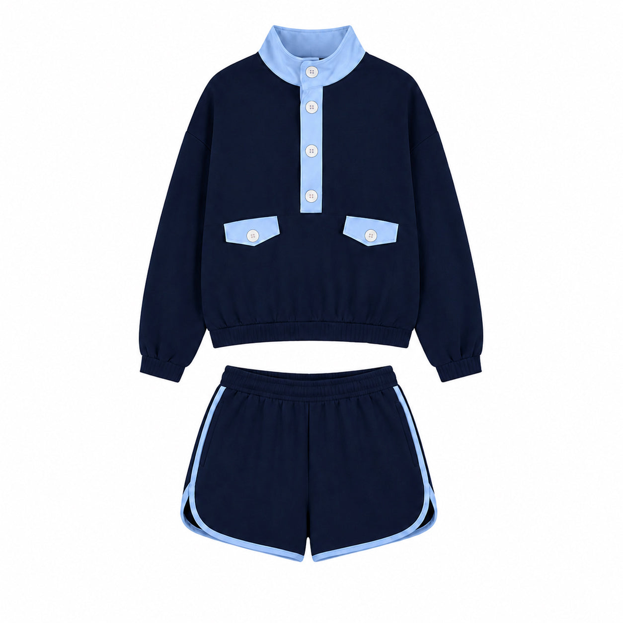 Adult Women navy top matching shorts cotton outfit preorder