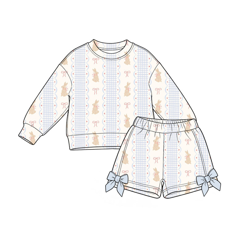 Long sleeve easter bunny pullover top matching shorts girls clothes preorder
