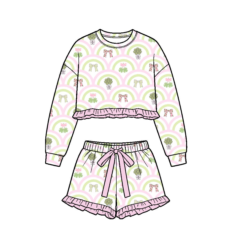 Saint Patrick's Day long sleeve top matching shorts girls outfit preorder