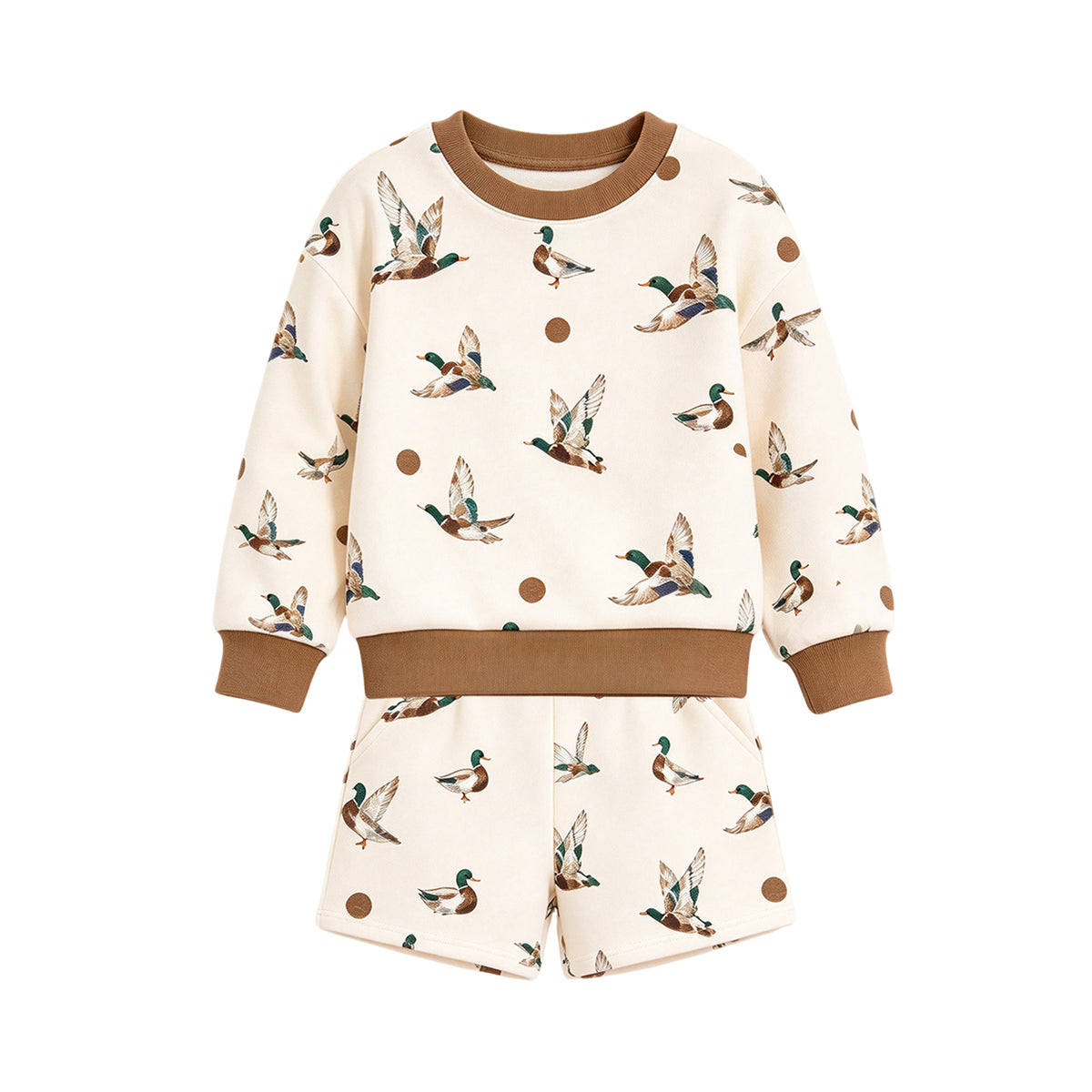 Duck print long sleeve top shorts girls outfit preorder