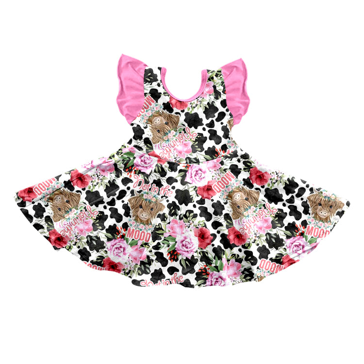 floral highland cow not in the mood dress preorder