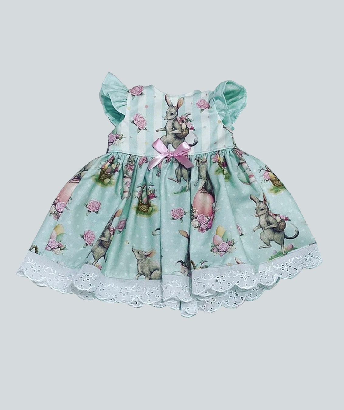 Easter bunny blue floral dress preorder – aierwhoesalekidsclothes