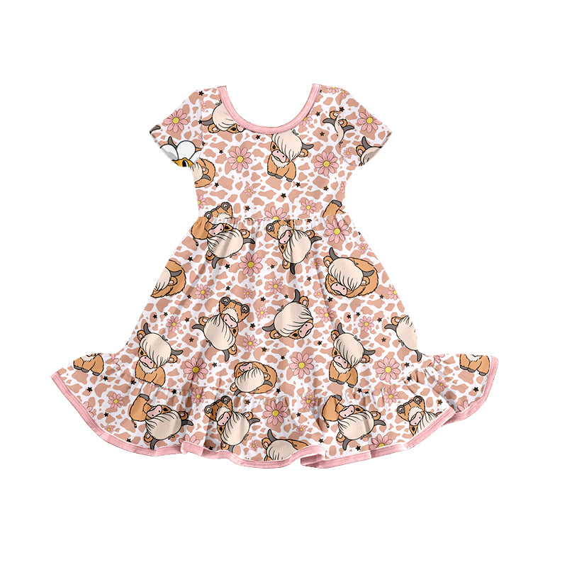 highland cow floral boutique dress preorder