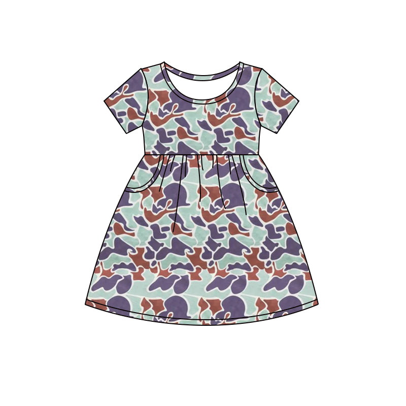toddle girls grey brown camo short sleeve dress preorder