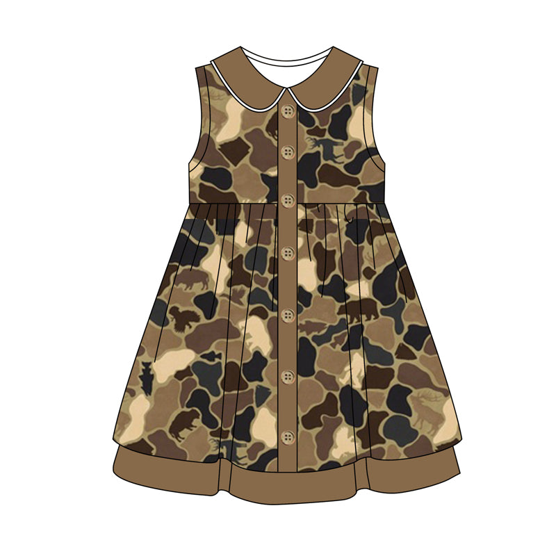 baby girls brown camo bear animal dress preorder