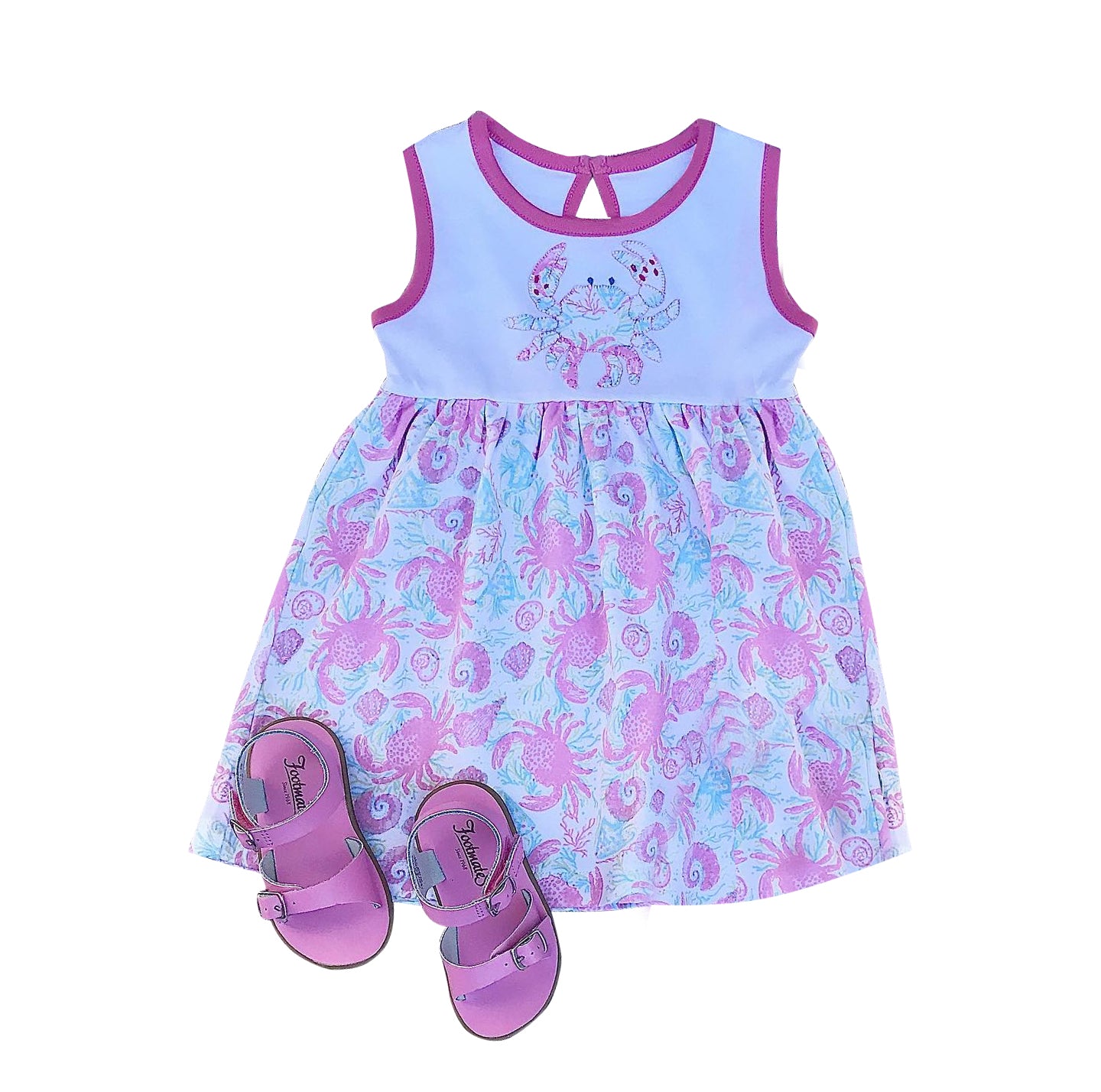 baby girls floral crab summer beach dress preorder