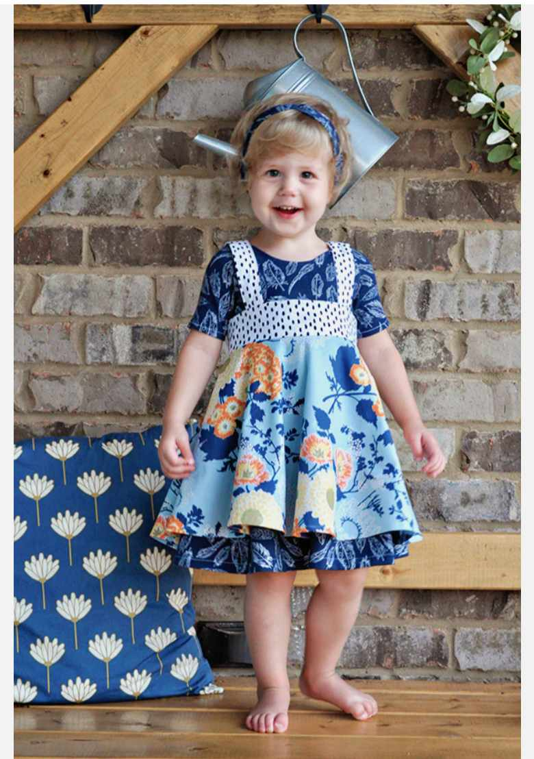 infant toddle baby girls blue floral boutique dress preorder