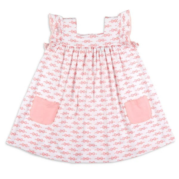 wholesale kids girls pink bow pocket dress preorder