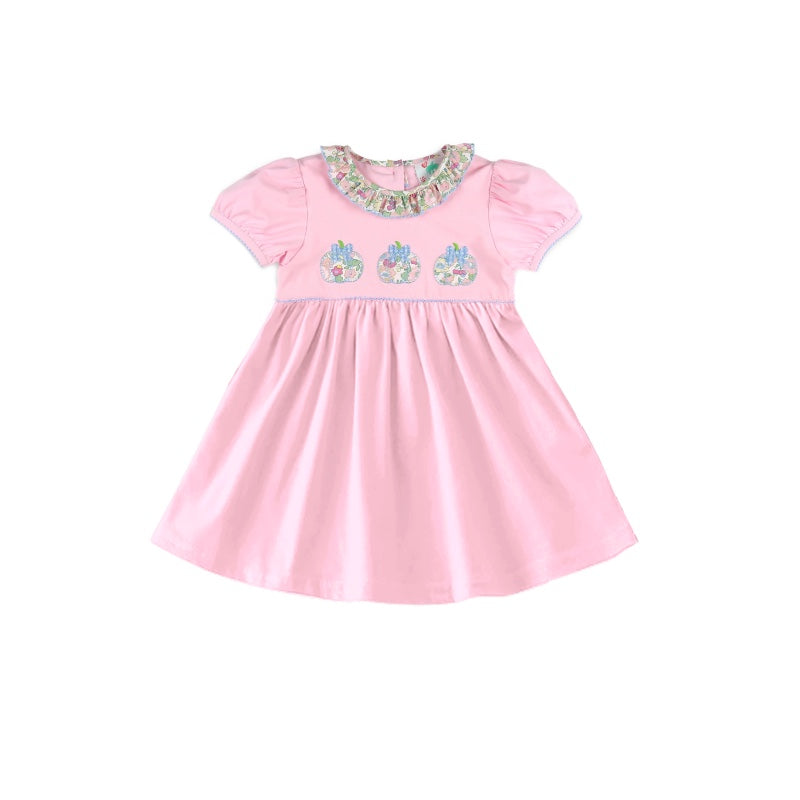 Wholesale kids girls floral pumpkin short sleeve dress preorder