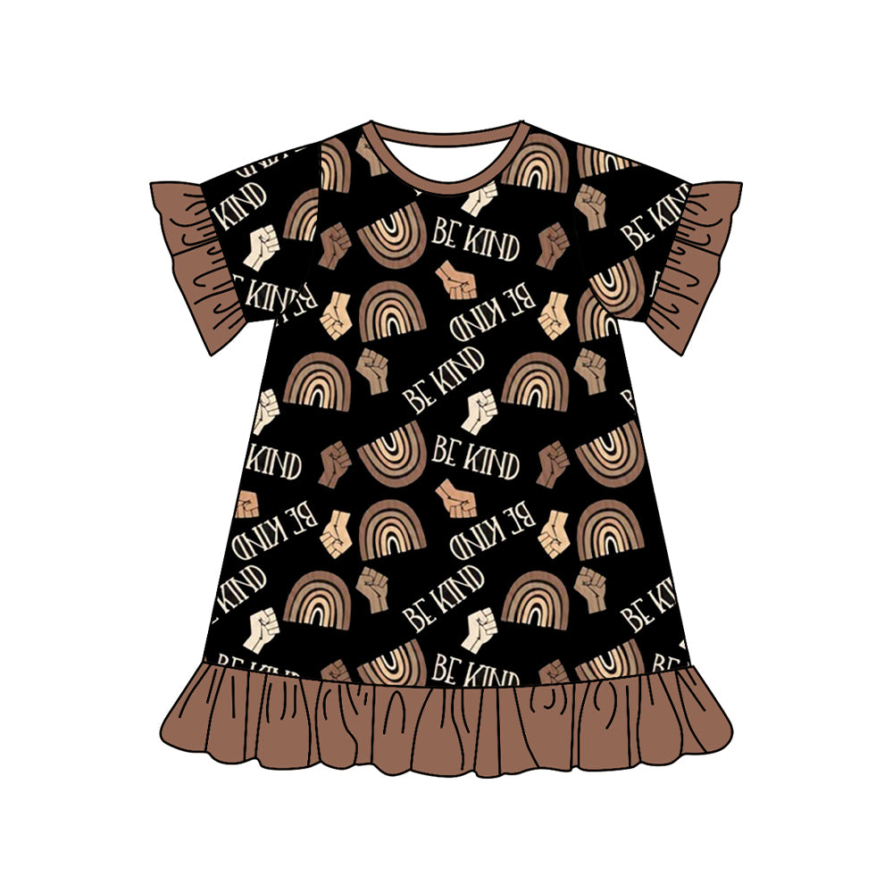 Toddle baby girls be king rainbow print short sleeve dress preorder