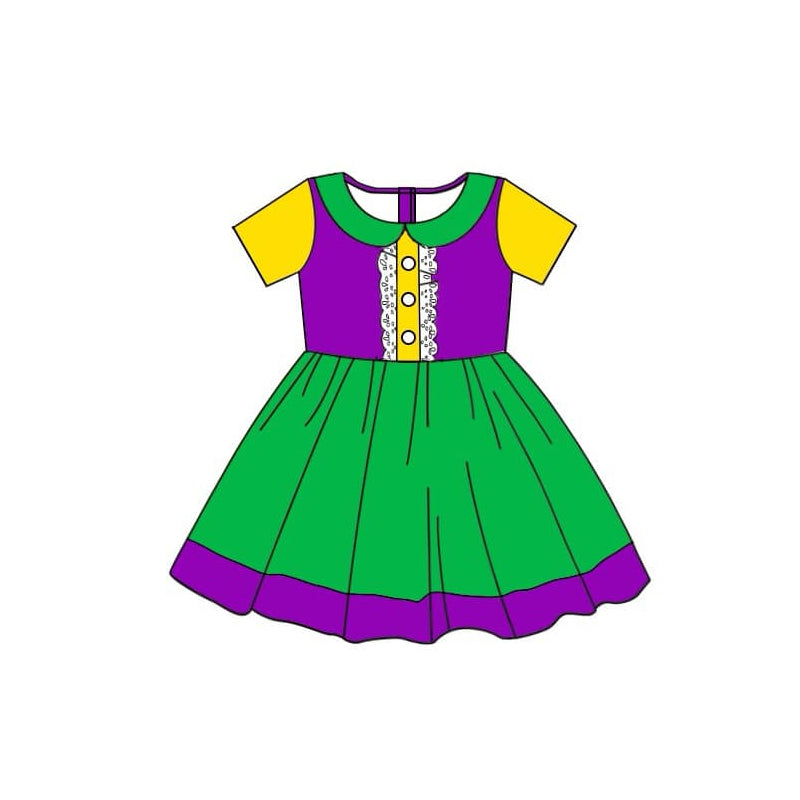 Mardi Gras holiday short sleeve dress preorder