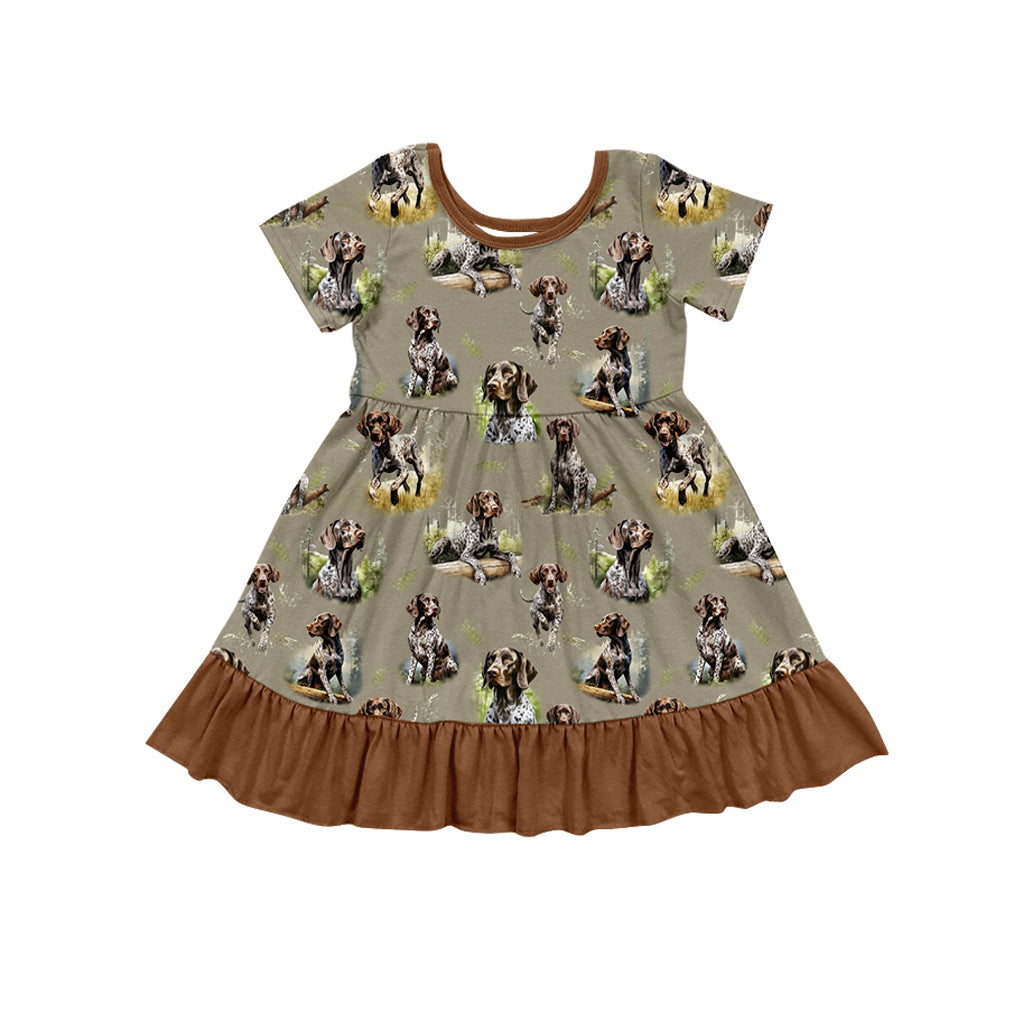 Hunting dog baby girls short sleeve dress preorder