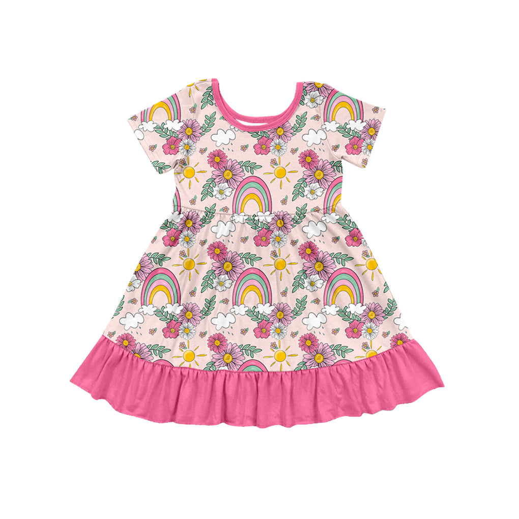 Baby girls short sleeve floral rainbow dress preorder
