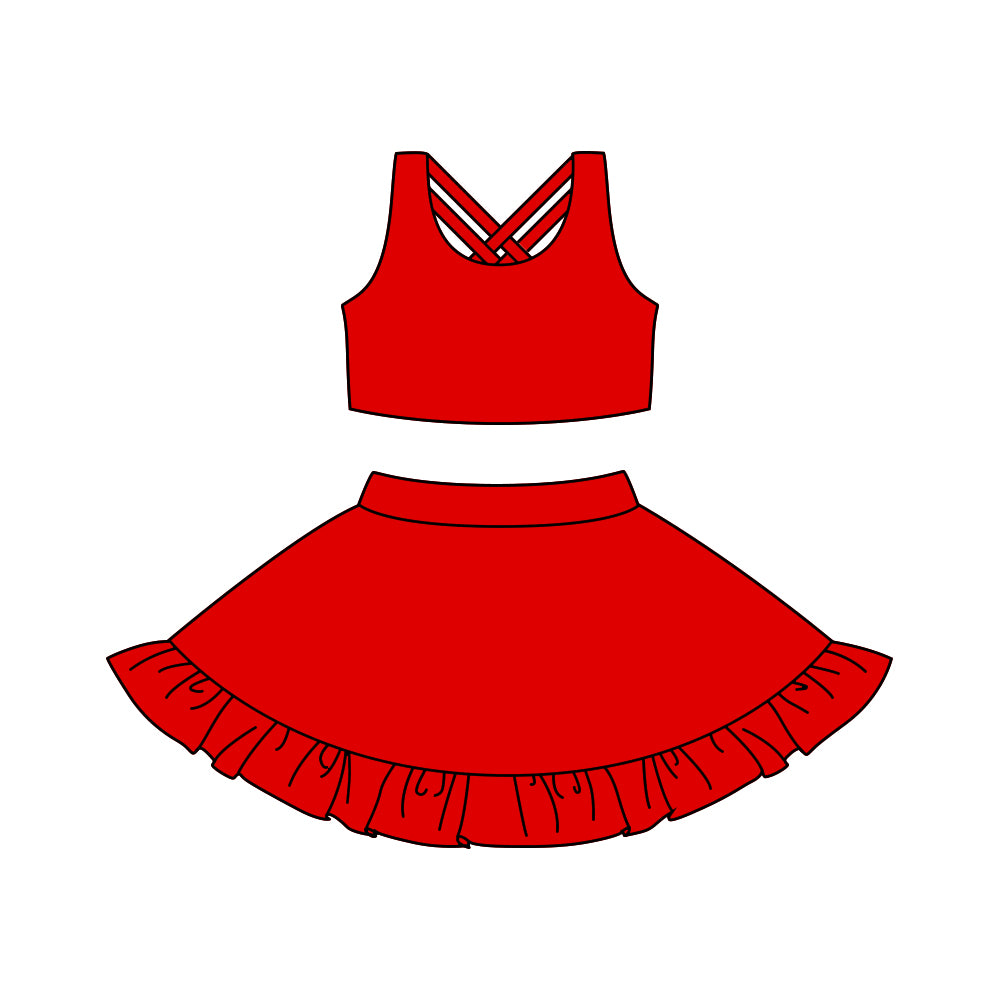 children baby girls red two pieces active wear athletic jumpsuits preorder