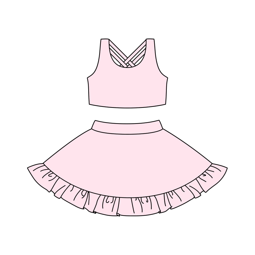 children baby girls pink two pieces active wear athletic jumpsuits preorder