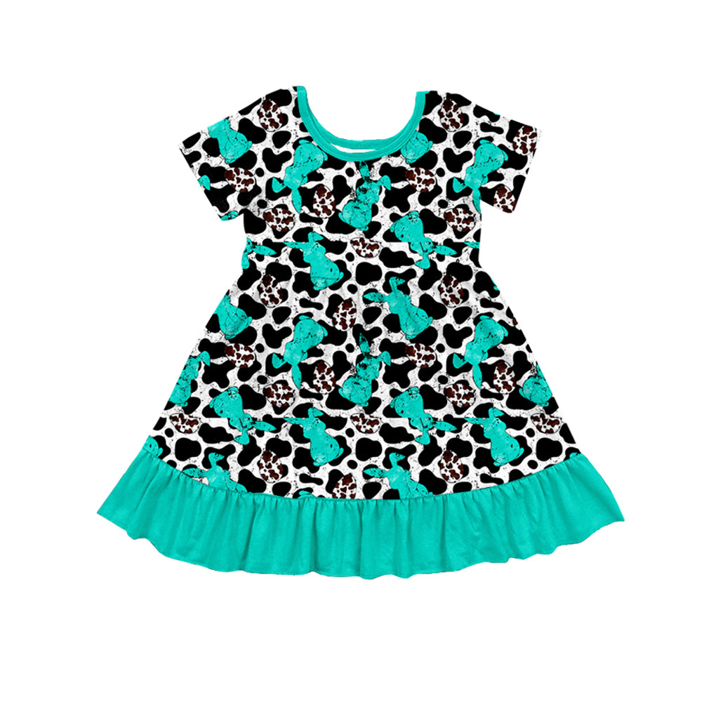 Easter bunny black cowhide baby girls dress preorder