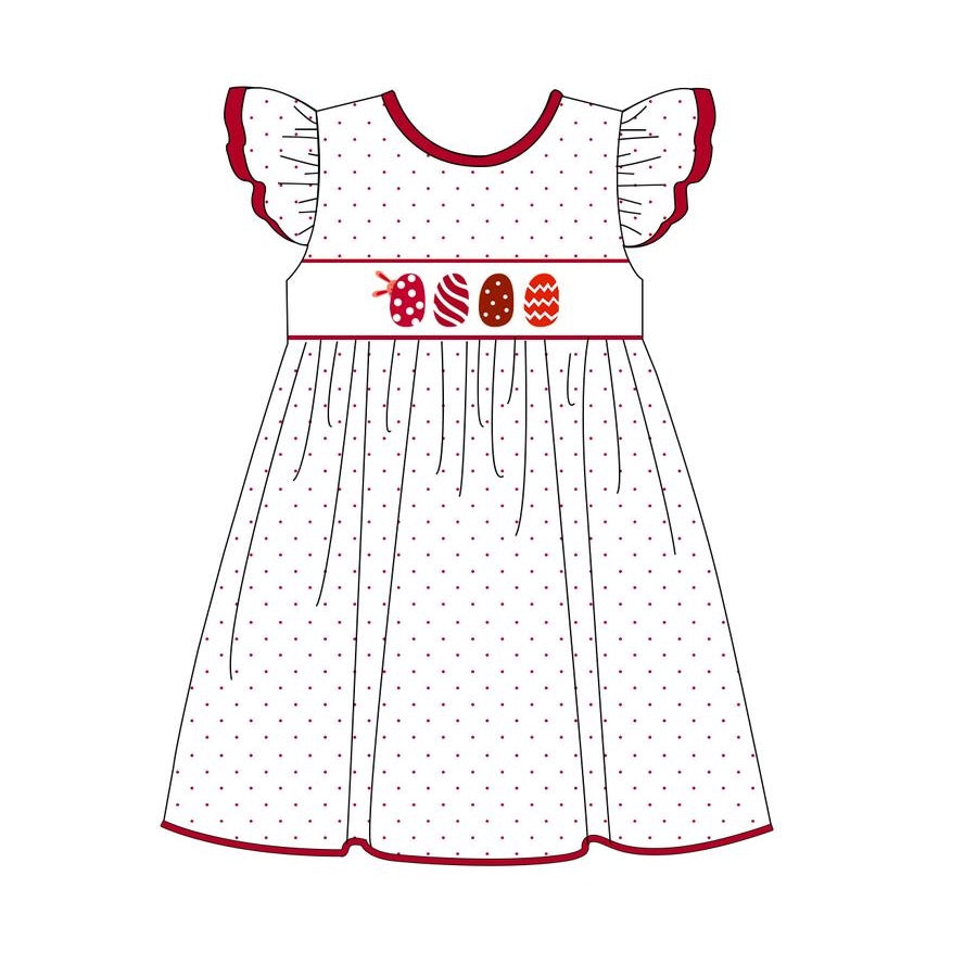 Cute Easter red eggs baby girls dress preorder