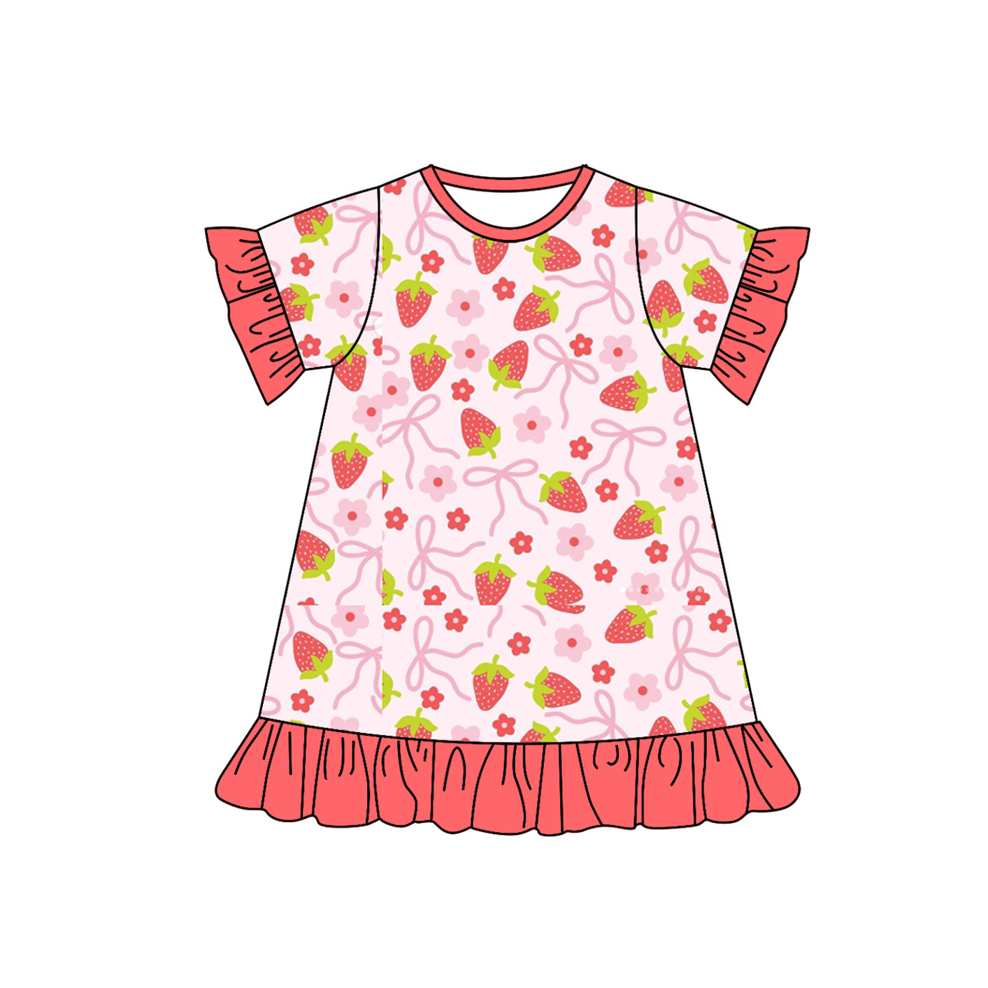 Baby girls pink bow strawberry summer dress preorder