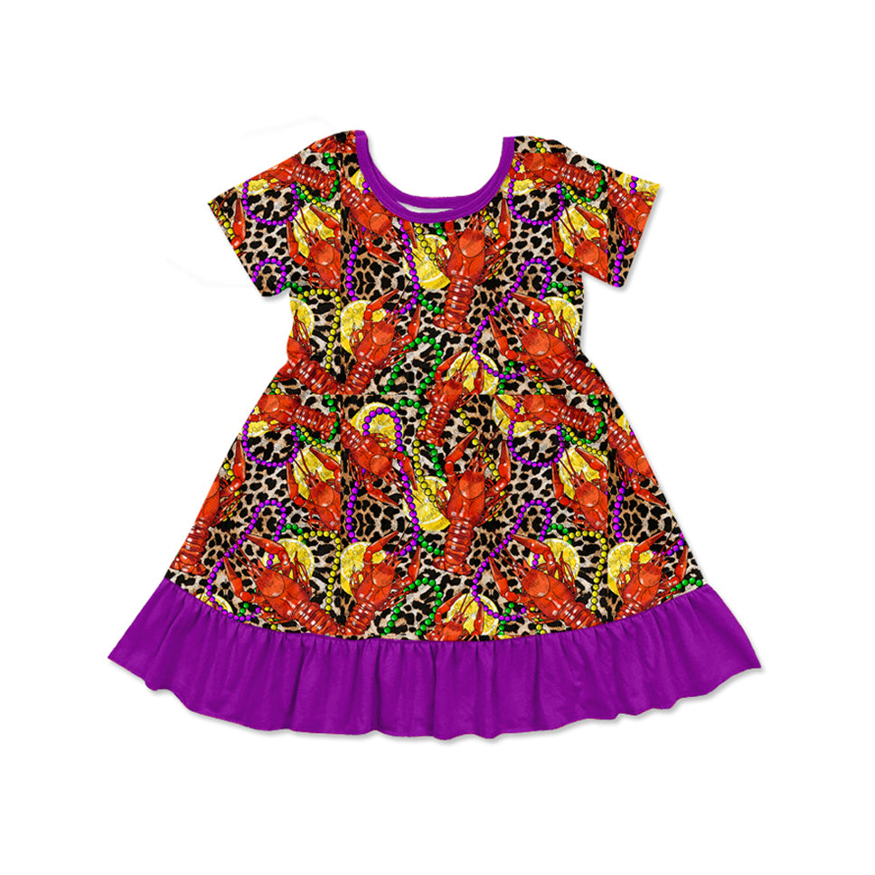 Mardi Gras crawfish baby girls dress preorder