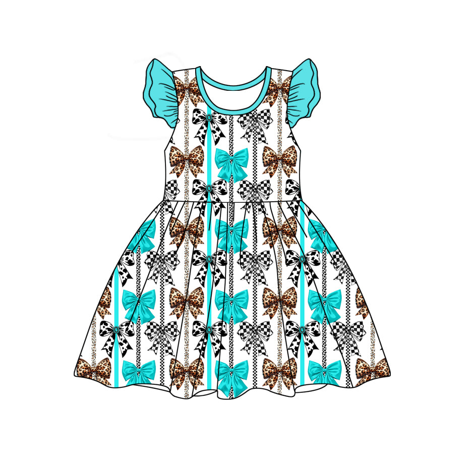 Cowgirl blue cheetah bow summer dress preorder