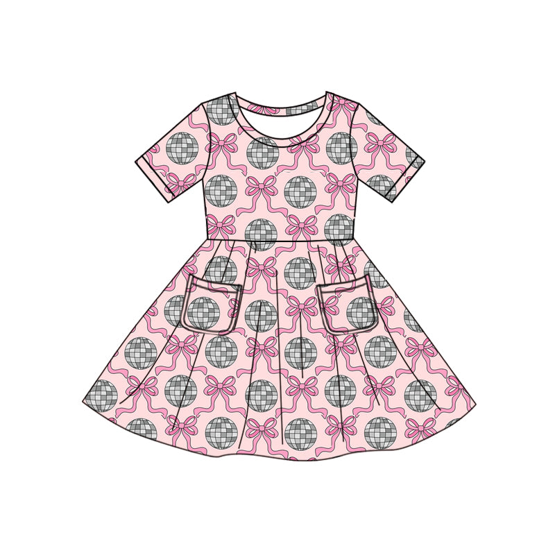 Baby girl pink bow disco summer dress preorder