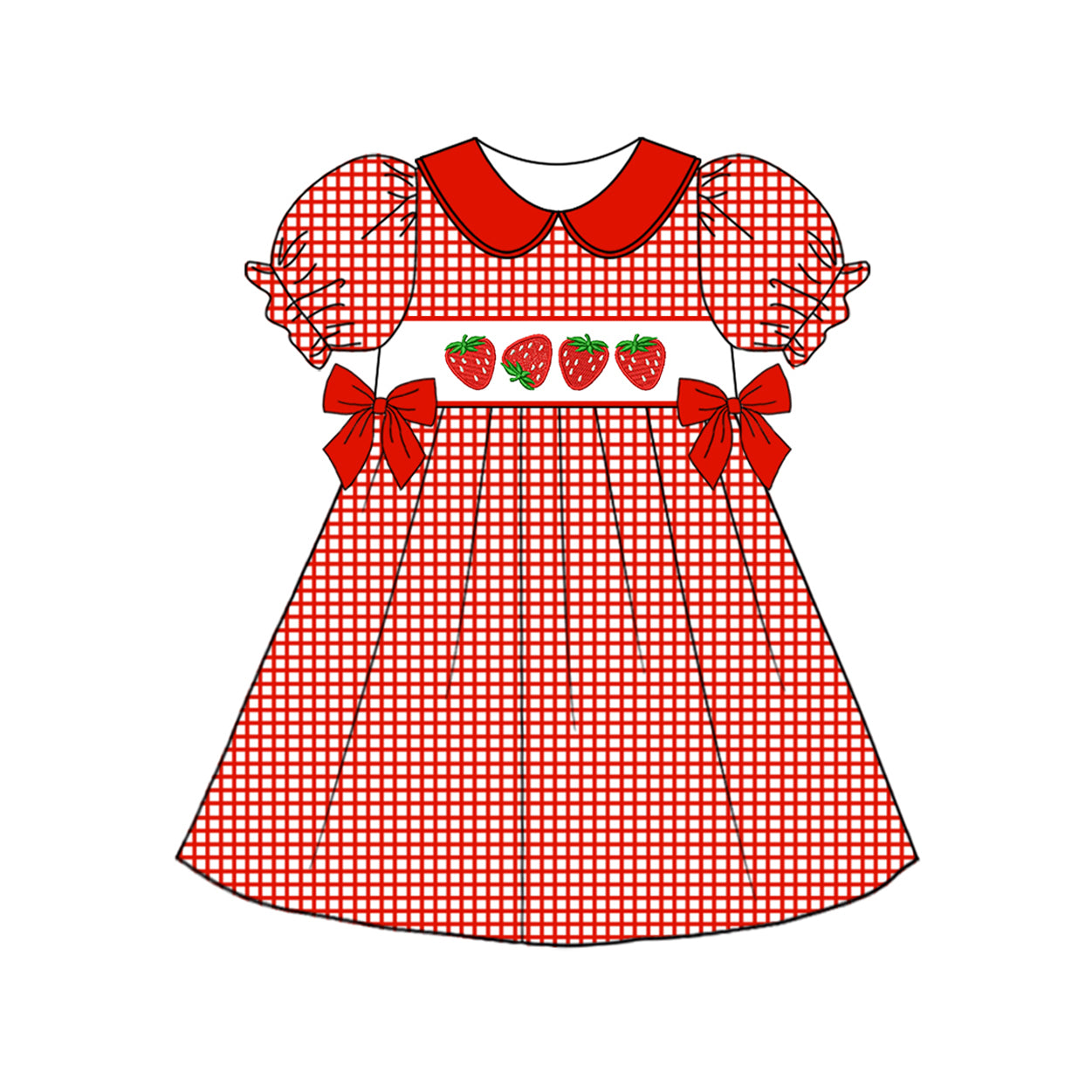Toddle girls red plaid strawberry dress preorder