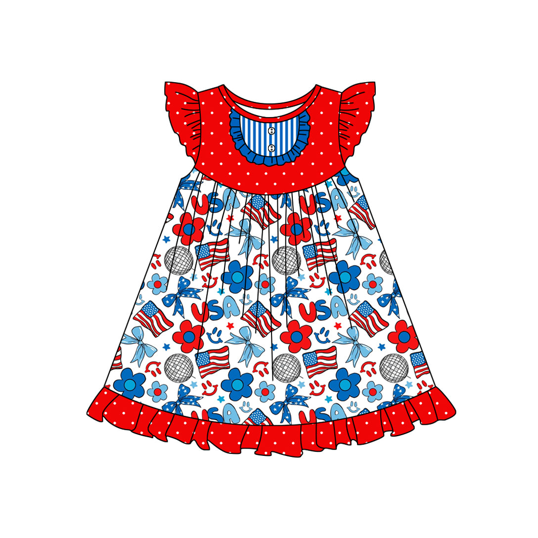 Toddle baby girls American flage July 4th dress preorder