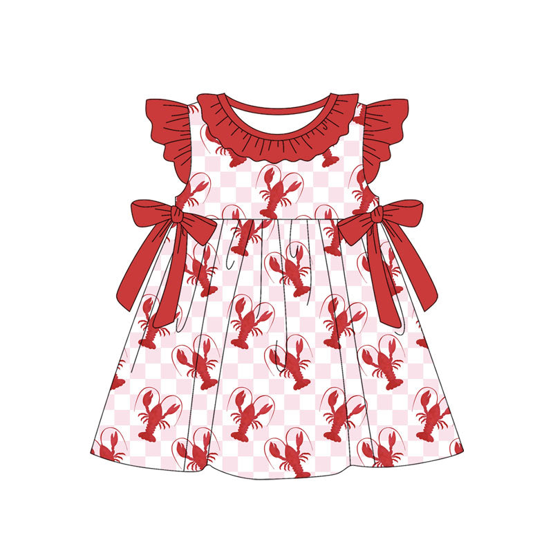 Baby girl pink checkered crawfish dress preorder