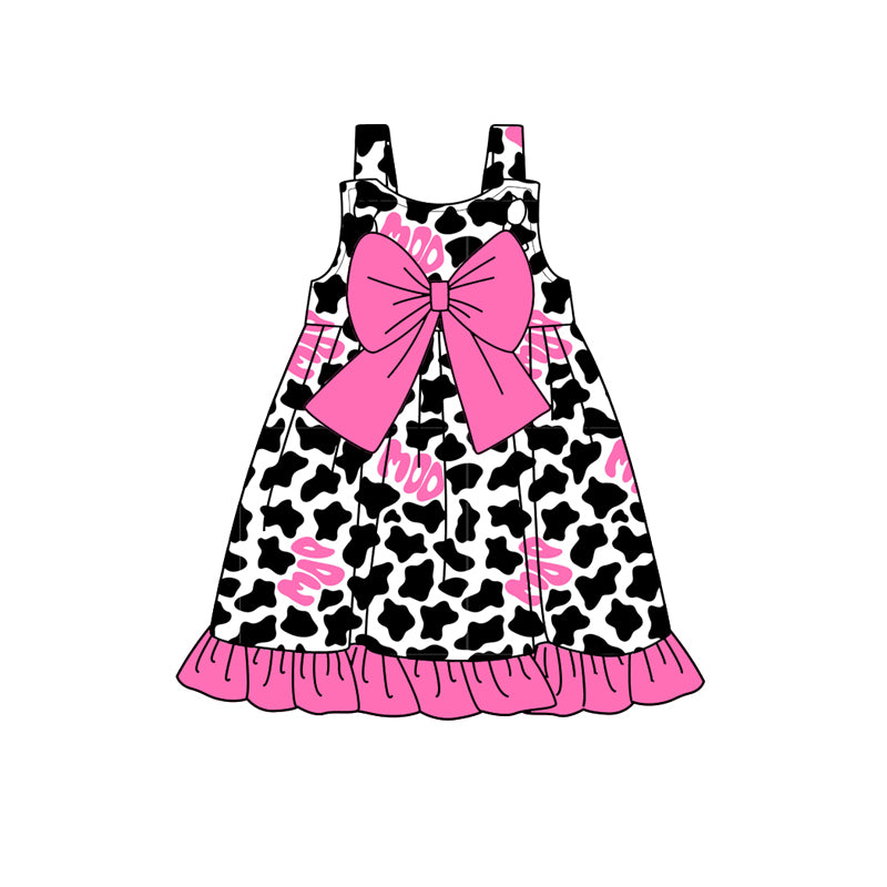 Toddle girls black cow pink bow summer dress preorder