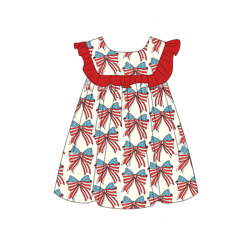 American flag bow baby girl july 4th dress preorder