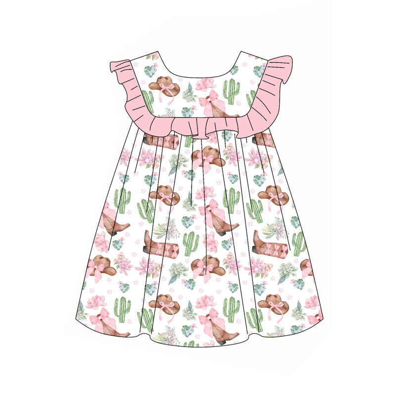 Western cactus boots baby girsl dress preorder