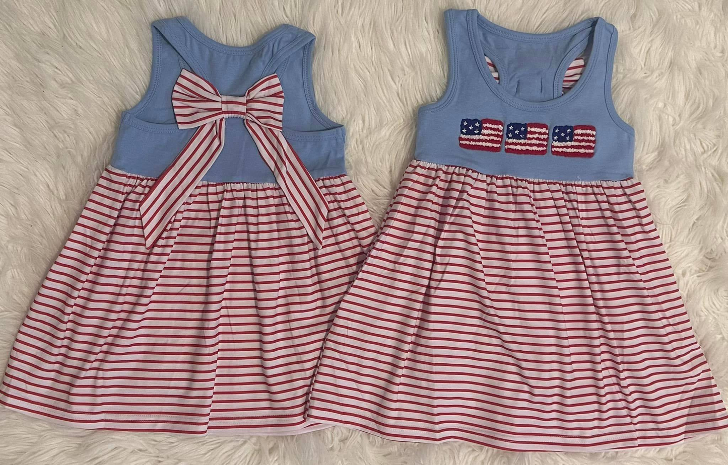 America flag baby girls July 4th holiday dress preorder