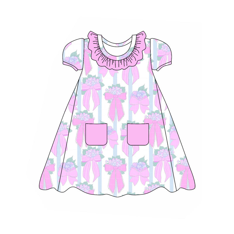 Toddle baby girl pink bow floral summer dress preorder