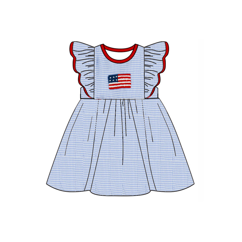 Infant baby girl America flag July 4th dress preorder