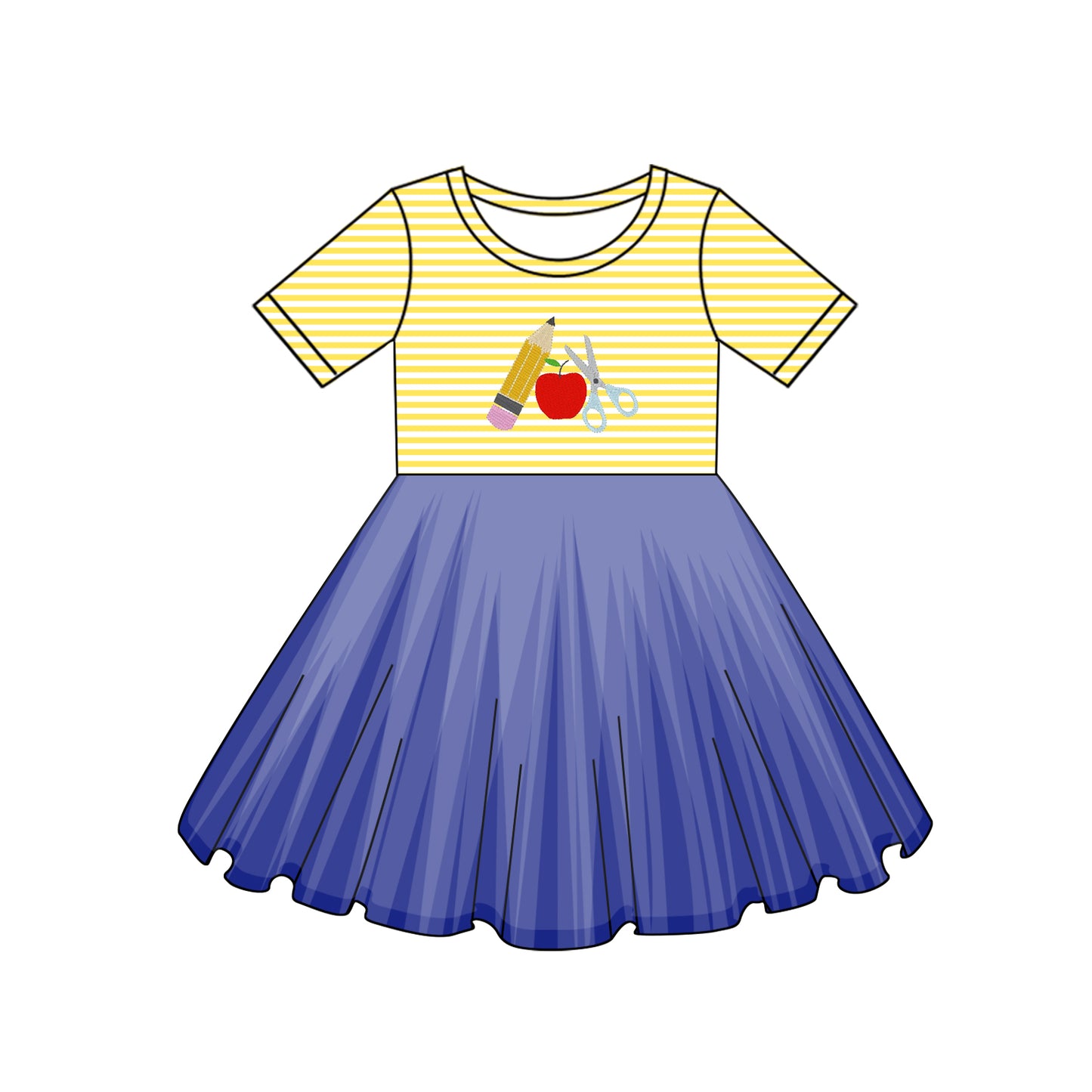 Baby girl back to school pencil apple dress preorder