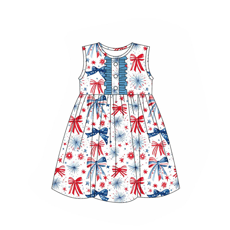 Toddle girls red blue firework July 4th dress preorder