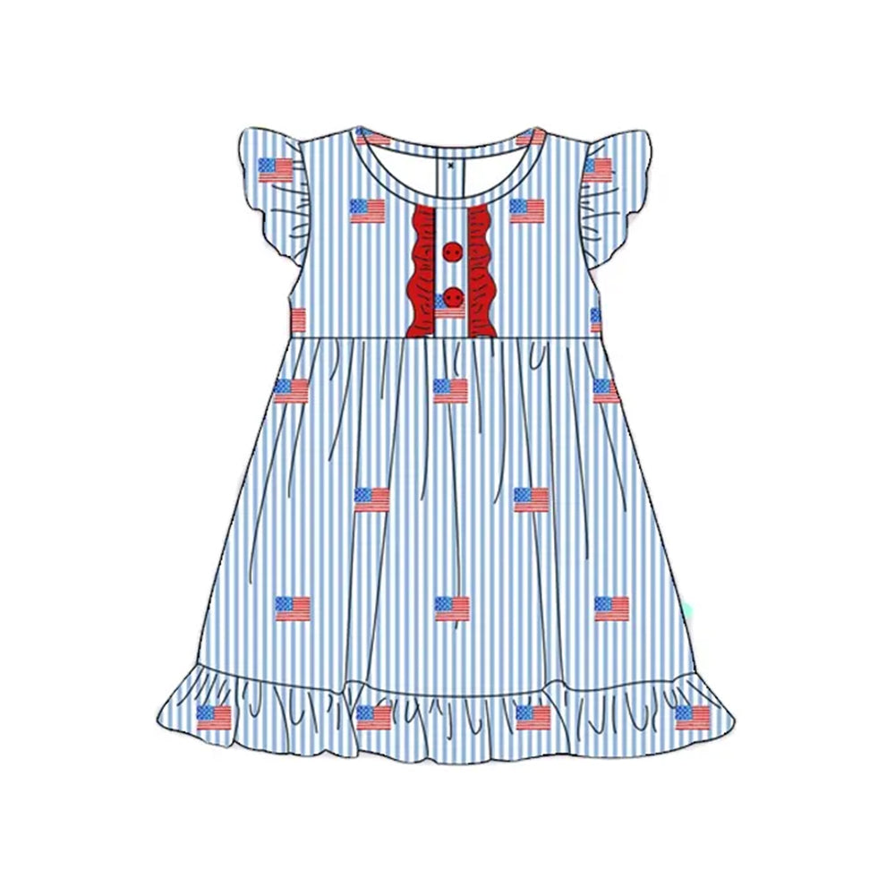America flag baby girls July 4th dress preorder