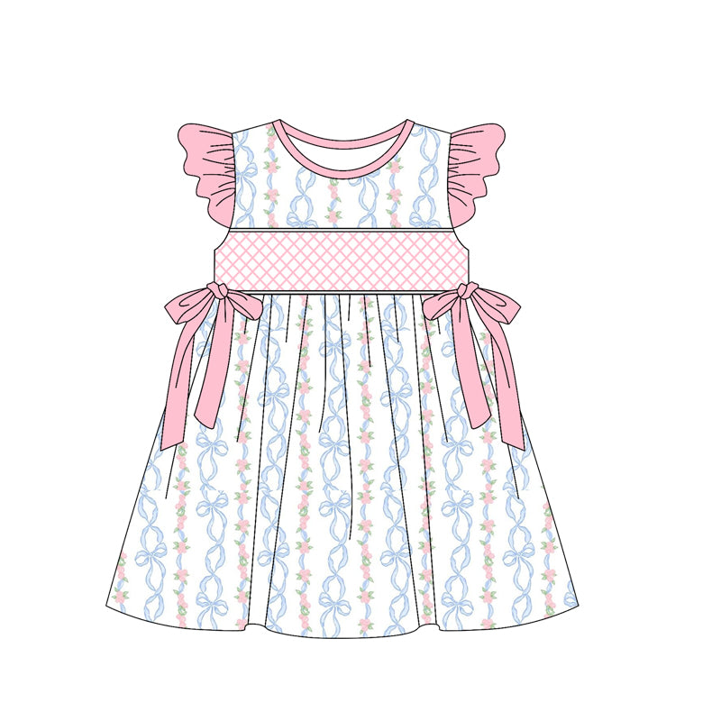 Pink bow flower design summer dress preorder
