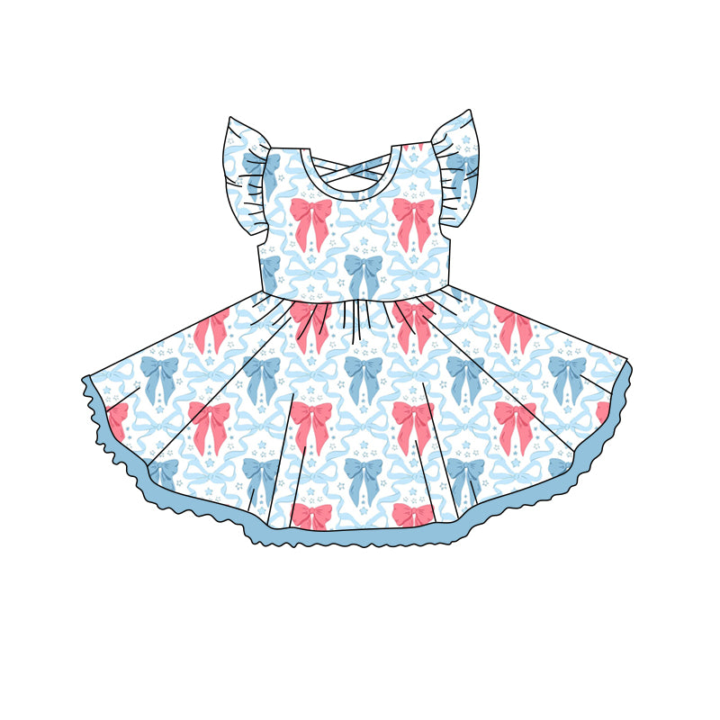 Toddle girls pink blue bow summer dress preorder