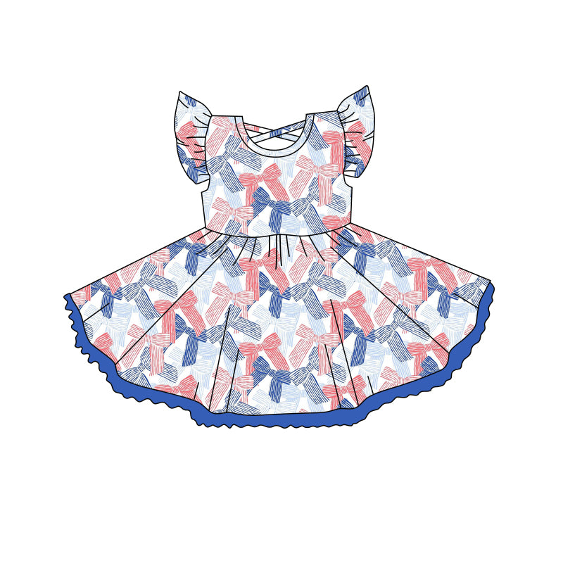 Toddle girls red blue bow July 4th dress preorder