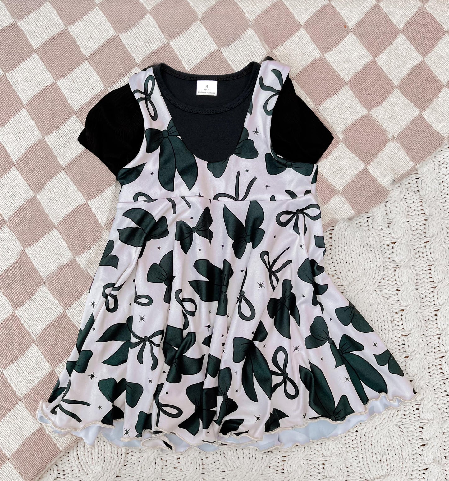 Toddle girls black bow design dress preorder