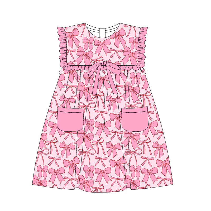 Toddle girls pink bow design pocket dress preorder