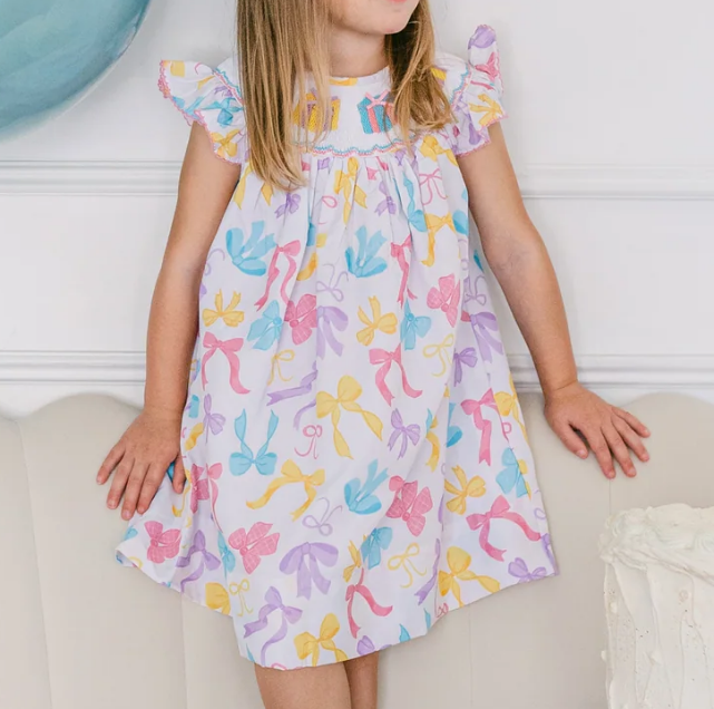 Colorful bow baby girls summer dress preorder