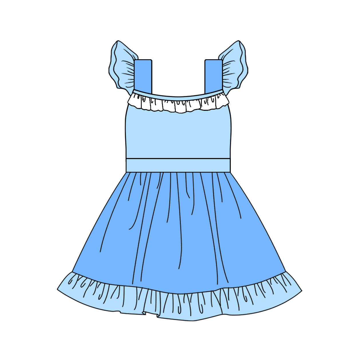 Summer Dress For New Born Baby In Beautiful Print Sky Blue Color main image 1